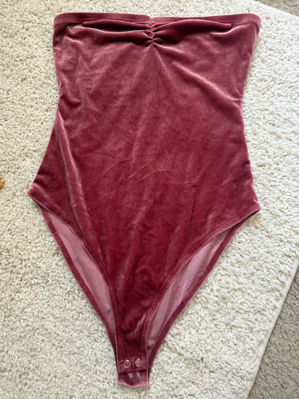 Forever 21 Pink Velvet Strapless Bodysuit size medium rose gold